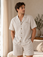 Men's Short-Sleeve Hemp Sleepwear Set