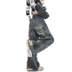 Womens American-style Distressed Wide-leg Jeans